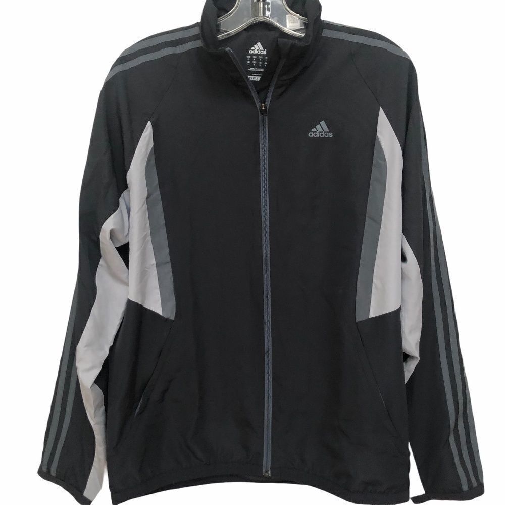 ADIDAS TRACK JACKET, BLACK/GRAY  S